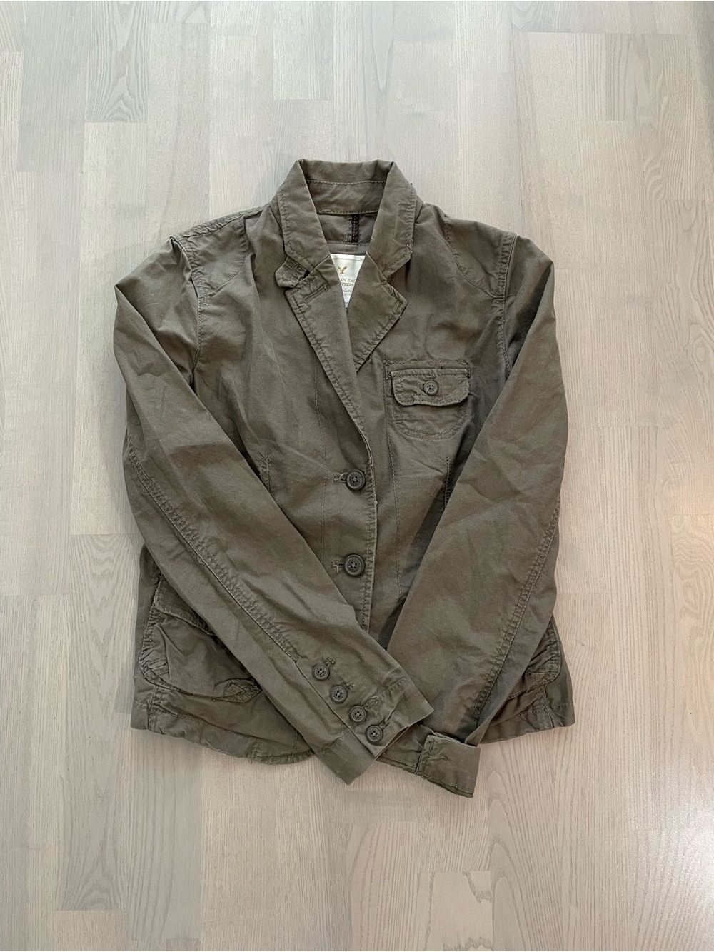 American Eagle Outfitters Olive Utility Cotton Blazer